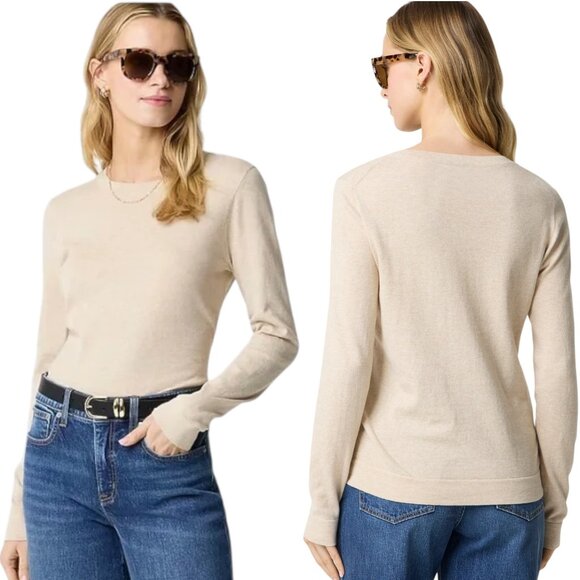 J. Crew Factory Sweaters - J. Crew Factory 100% Cotton Long Sleeved Teddie Sweater - Light Hthrd Khaki - M